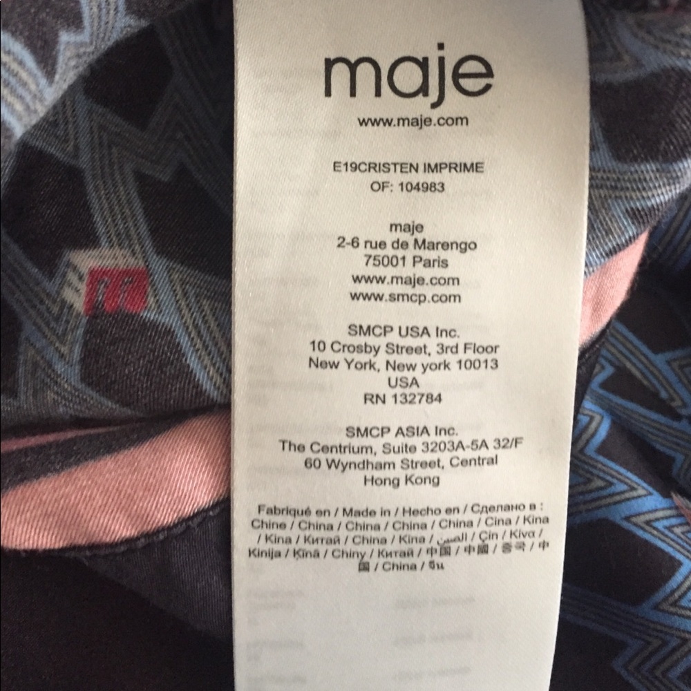 Maje Blue Multi-Spot Silk Blouse with Stripe Trim - Picture 10 of 13